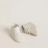 Adidași New Born din piele albă cu stea perforată