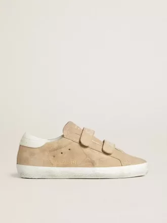 Adidași Old School pentru femei din piele de căprioară bej cu talpă din piele albă Adidași Old School pentru femei din piele de căprioară bej cu talpă din piele albă
