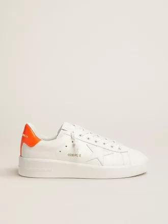 Adidași Purestar albi cu talpă portocalie fluorescentă Adidași Purestar albi cu talpă portocalie fluorescentă