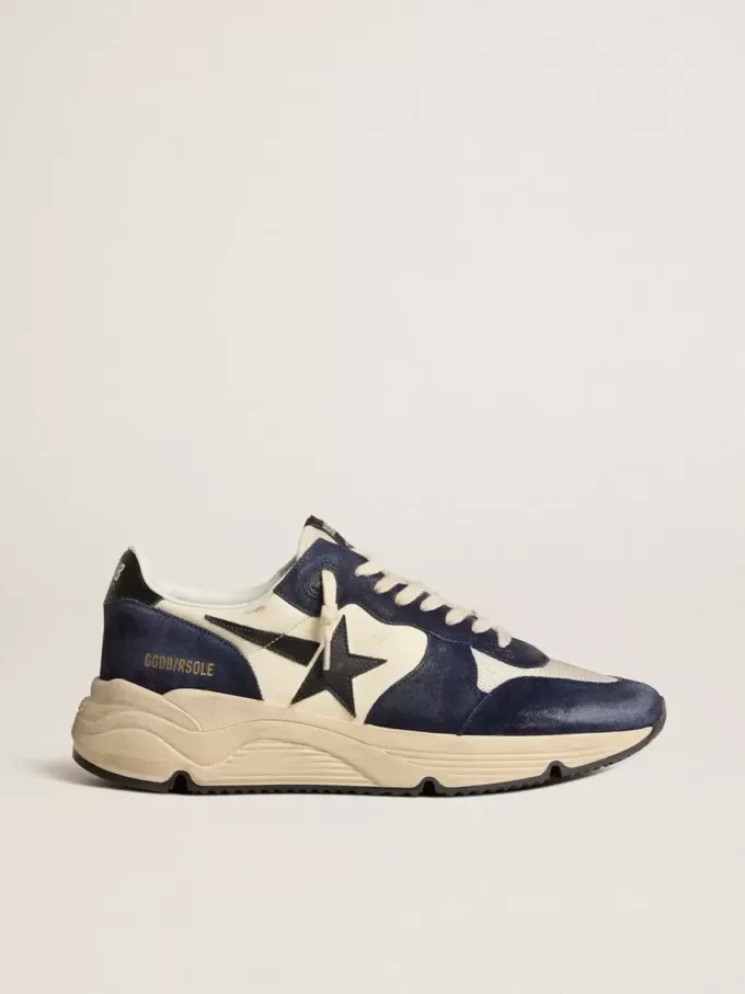 Adidași Running Sole pentru bărbați, din piele nappa neagră și bej, cu stea neagră și bandă la călcâi Adidași Running Sole pentru bărbați, din piele nappa neagră și bej, cu stea neagră și bandă la călcâi