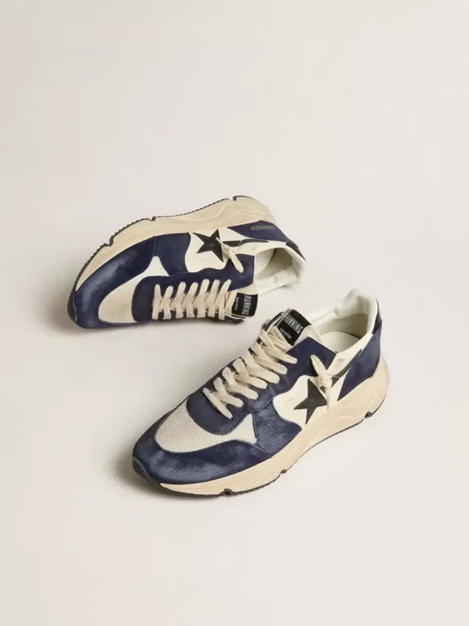 Adidași Running Sole pentru bărbați, din piele nappa neagră și bej, cu stea neagră și bandă la călcâi Adidași Running Sole pentru bărbați, din piele nappa neagră și bej, cu stea neagră și bandă la călcâi