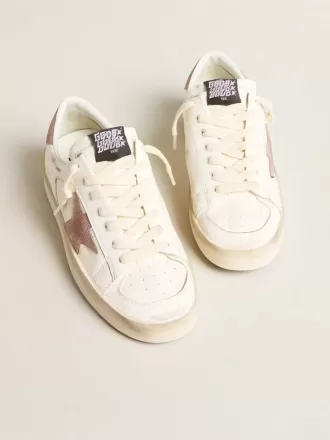Adidași Stardan cu stea din piele texturată roz și călcâi Adidași Stardan cu stea din piele texturată roz și călcâi