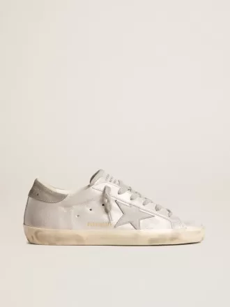 Adidași Super-Star din piele gri-alb cu efect glitter și stea din piele Adidași Super-Star din piele gri-alb cu efect glitter și stea din piele