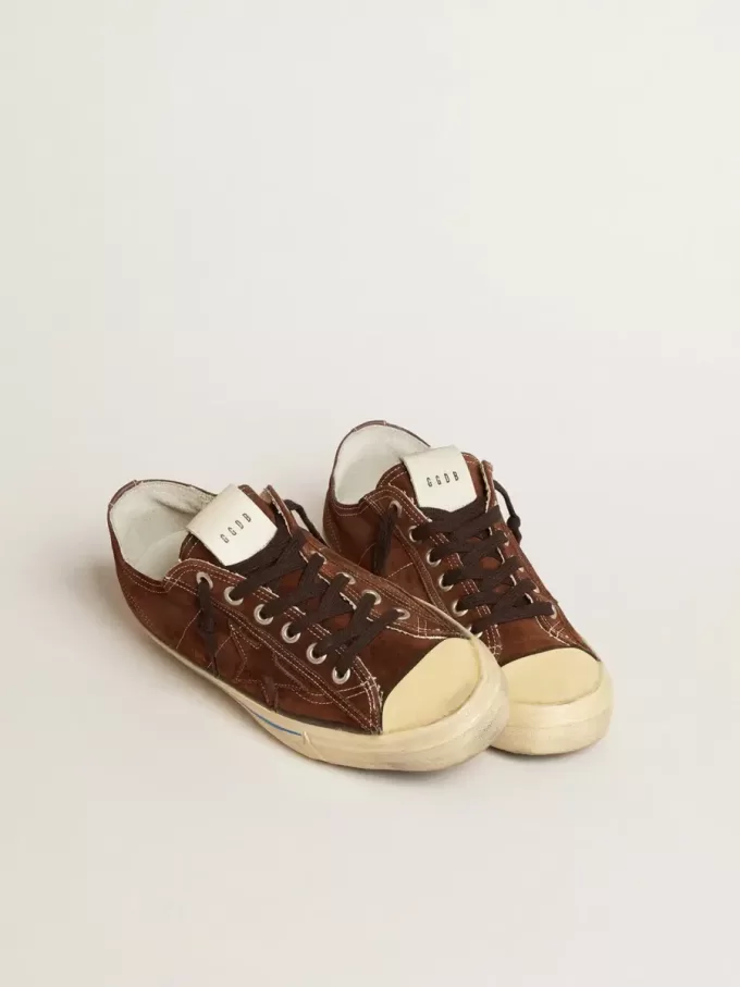 Adidași V-Star LTD pentru bărbați din piele de căprioară maro închis cu stea ton pe ton Adidași V-Star LTD pentru bărbați din piele de căprioară maro închis cu stea ton pe ton
