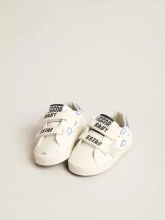 Baby Old School cu stea din piele întoarsă și călcâi din piele albastră deschisă Baby Old School cu stea din piele întoarsă și călcâi din piele albastră deschisă