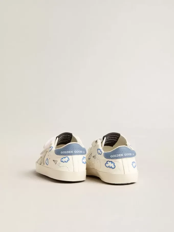 Baby Old School cu stea din piele întoarsă și călcâi din piele albastră deschisă