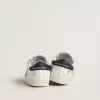 Baby School din piele nappa albă cu stea din piele de căprioară albastră deschisă și motiv tenis Baby School din piele nappa albă cu stea din piele de căprioară albastră deschisă și motiv tenis