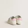 Baby School din piele nappa cu motiv floral roz și stea din piele de căprioară bej Baby School din piele nappa cu motiv floral roz și stea din piele de căprioară bej