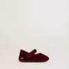 Balerini Sofi Baby din catifea și piele de căprioară burgund