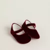 Balerini Sofi Baby din catifea și piele de căprioară burgund