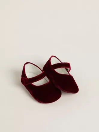 Balerini Sofi Baby din catifea și piele de căprioară burgund Balerini Sofi Baby din catifea și piele de căprioară burgund