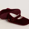 Balerini Sofi Baby din catifea și piele de căprioară burgund