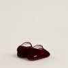 Balerini Sofi Baby din catifea și piele de căprioară burgund