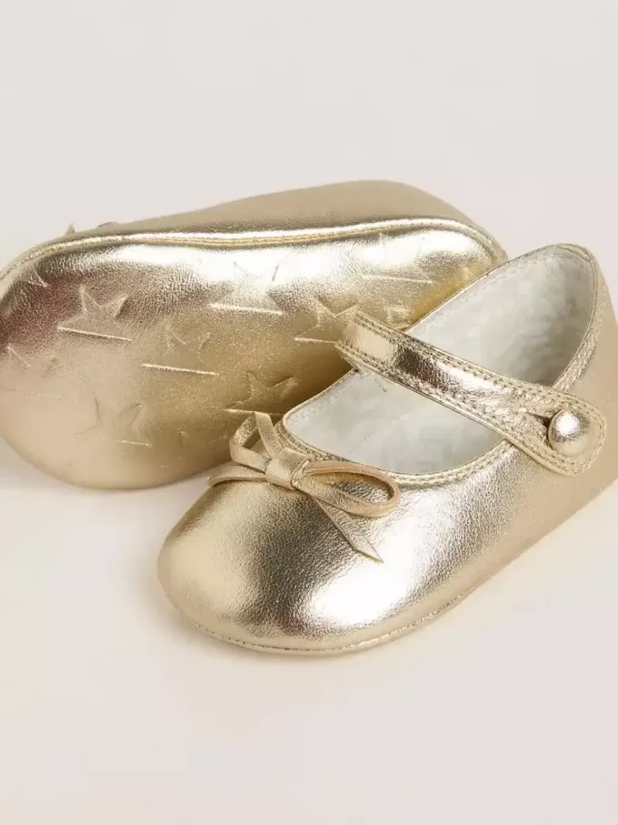 Balerini Sofi Baby din piele metalizată aurie