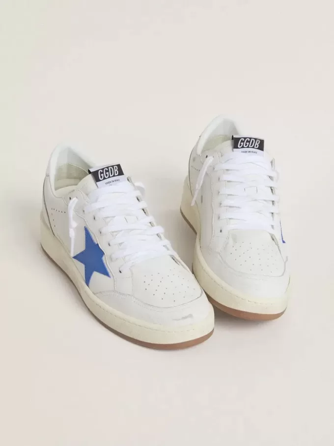 Ball Star cu stea din piele albastră deschisă și călcâi din piele argintie Ball Star cu stea din piele albastră deschisă și călcâi din piele argintie