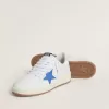 Ball Star cu stea din piele albastră deschisă și călcâi din piele argintie Ball Star cu stea din piele albastră deschisă și călcâi din piele argintie
