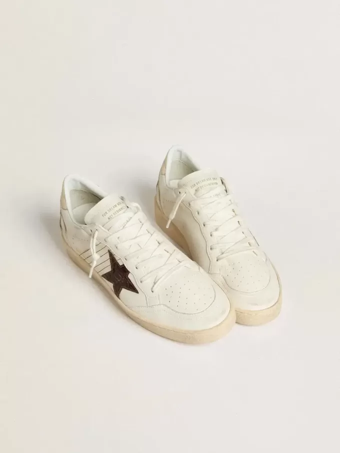 Ball Star cu stea din piele burgundă cu imprimeu crocodil și talpă aurie Ball Star cu stea din piele burgundă cu imprimeu crocodil și talpă aurie