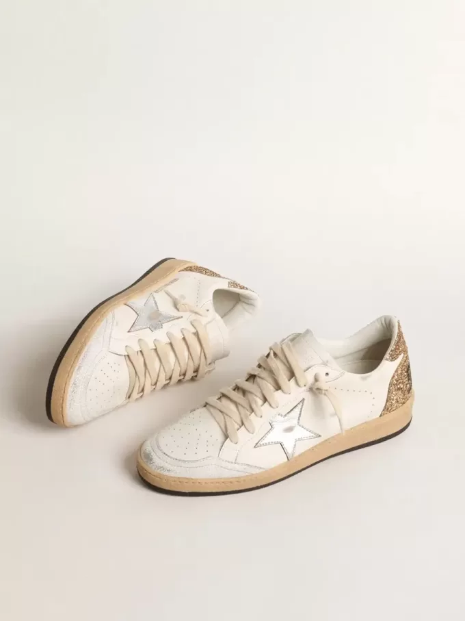 Ball Star cu stea din piele metalică și talpă cu glitter Ball Star cu stea din piele metalică și talpă cu glitter