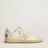 Ball Star din nailon și piele, cu stea roz și albastru deschis și talpă bej Ball Star din nailon și piele, cu stea roz și albastru deschis și talpă bej