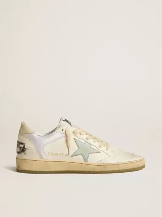 Ball Star din nailon și piele, cu stea roz și albastru deschis și talpă bej Ball Star din nailon și piele, cu stea roz și albastru deschis și talpă bej