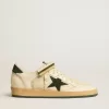 Ball Star din nailon și piele nappa, cu stea din piele de căprioară verde și bandă la călcâi Ball Star din nailon și piele nappa, cu stea din piele de căprioară verde și bandă la călcâi