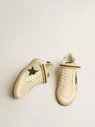 Ball Star din nailon și piele nappa, cu stea din piele de căprioară verde și bandă la călcâi Ball Star din nailon și piele nappa, cu stea din piele de căprioară verde și bandă la călcâi