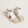 Ball Star din nailon și plasă albă, cu stea roșie din nailon și călcâi din piele albă Ball Star din nailon și plasă albă, cu stea roșie din nailon și călcâi din piele albă