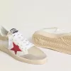 Ball Star din nailon și plasă albă, cu stea roșie din nailon și călcâi din piele albă Ball Star din nailon și plasă albă, cu stea roșie din nailon și călcâi din piele albă