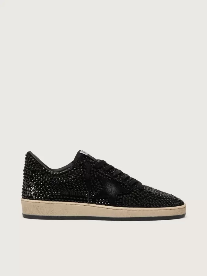 Ball Star din piele de căprioară cu cristale Swarovski negre și stea din piele de căprioară neagră Ball Star din piele de căprioară cu cristale Swarovski negre și stea din piele de căprioară neagră