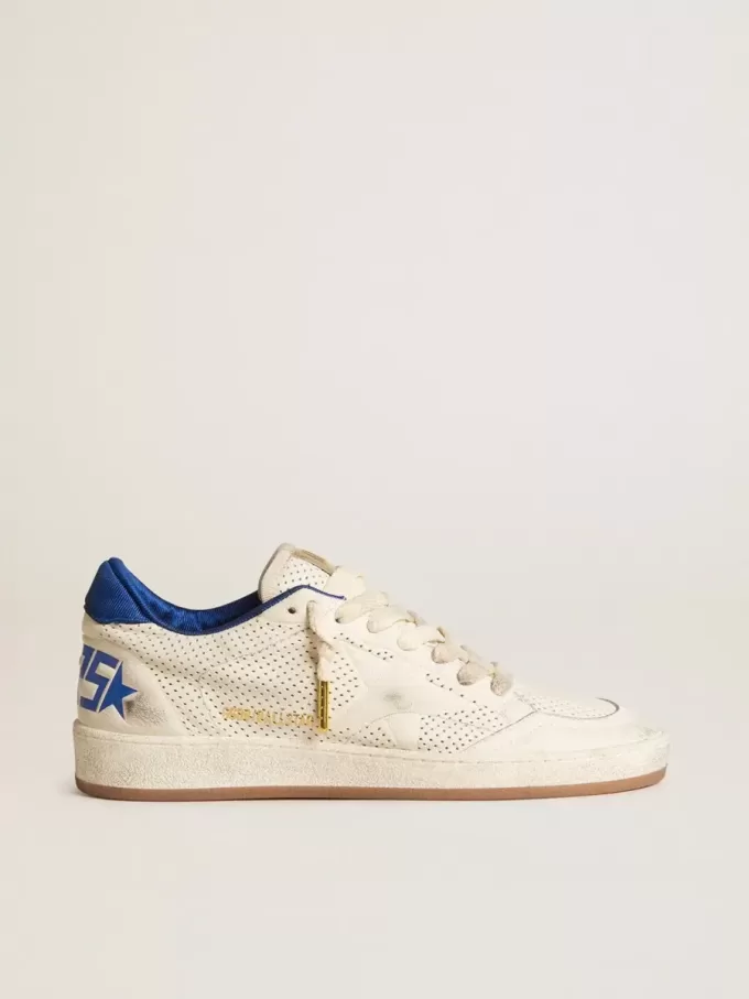 Ball Star din piele nappa perforată, cu stea albă și bandă albastră din nailon pe călcâi Ball Star din piele nappa perforată, cu stea albă și bandă albastră din nailon pe călcâi