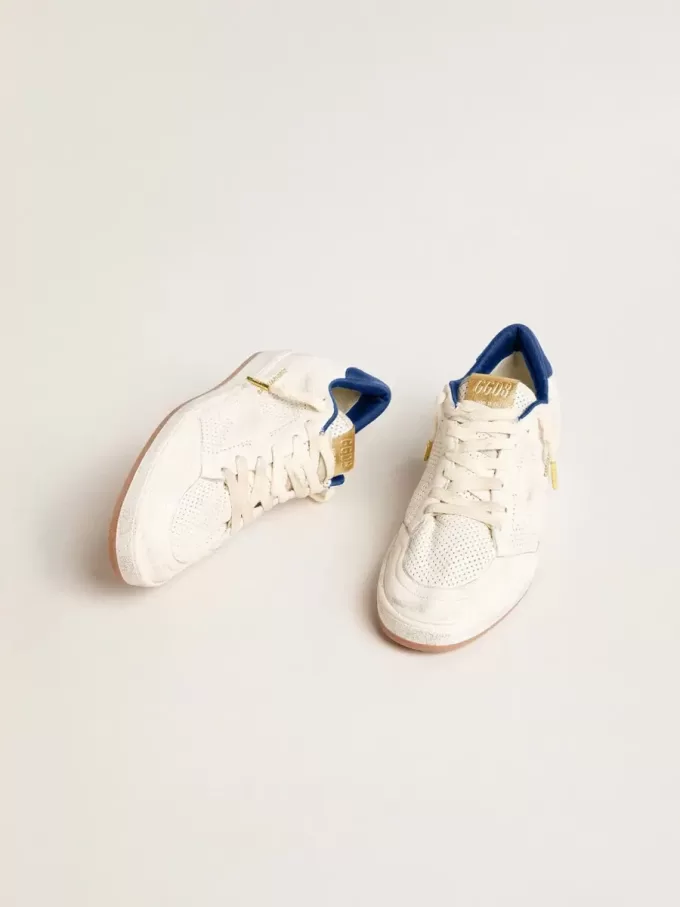 Ball Star din piele nappa perforată, cu stea albă și bandă albastră din nailon pe călcâi Ball Star din piele nappa perforată, cu stea albă și bandă albastră din nailon pe călcâi