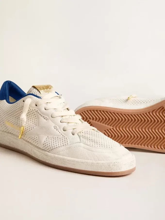 Ball Star din piele nappa perforată, cu stea albă și bandă albastră din nailon pe călcâi Ball Star din piele nappa perforată, cu stea albă și bandă albastră din nailon pe călcâi
