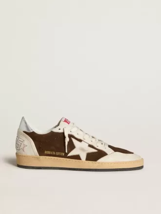 Ball Star din piele întoarsă, cu stea din piele și călcâi din piele metalizată Ball Star din piele întoarsă, cu stea din piele și călcâi din piele metalizată