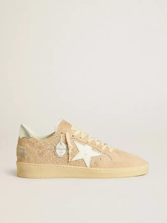 Ball Star din piele întoarsă și cristale Swarovski, cu stea din piele și talpă metalică Ball Star din piele întoarsă și cristale Swarovski, cu stea din piele și talpă metalică