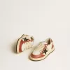 Ball Star Junior din piele nappa cu stea neagră și inserții din piele roșie Ball Star Junior din piele nappa cu stea neagră și inserții din piele roșie