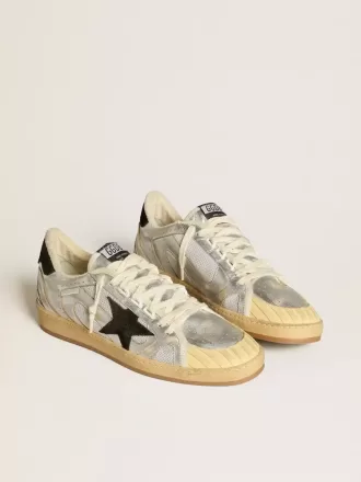 Ball Star LAB din piele argintie cu stea din piele de căprioară neagră și bandă la călcâi Ball Star LAB din piele argintie cu stea din piele de căprioară neagră și bandă la călcâi