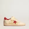 Ball Star LAB pentru bărbați din piele nappa și PVC, cu stea din piele de căprioară roșie și bandă pe călcâi Ball Star LAB pentru bărbați din piele nappa și PVC, cu stea din piele de căprioară roșie și bandă pe călcâi