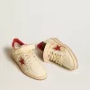 Ball Star LAB pentru bărbați din piele nappa și PVC, cu stea din piele de căprioară roșie și bandă pe călcâi Ball Star LAB pentru bărbați din piele nappa și PVC, cu stea din piele de căprioară roșie și bandă pe călcâi