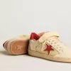 Ball Star LAB pentru bărbați din piele nappa și PVC, cu stea din piele de căprioară roșie și bandă pe călcâi Ball Star LAB pentru bărbați din piele nappa și PVC, cu stea din piele de căprioară roșie și bandă pe călcâi