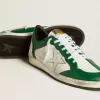 Ball Star LAB pentru bărbați, din piele verde și albă, cu stea argintie Ball Star LAB pentru bărbați, din piele verde și albă, cu stea argintie