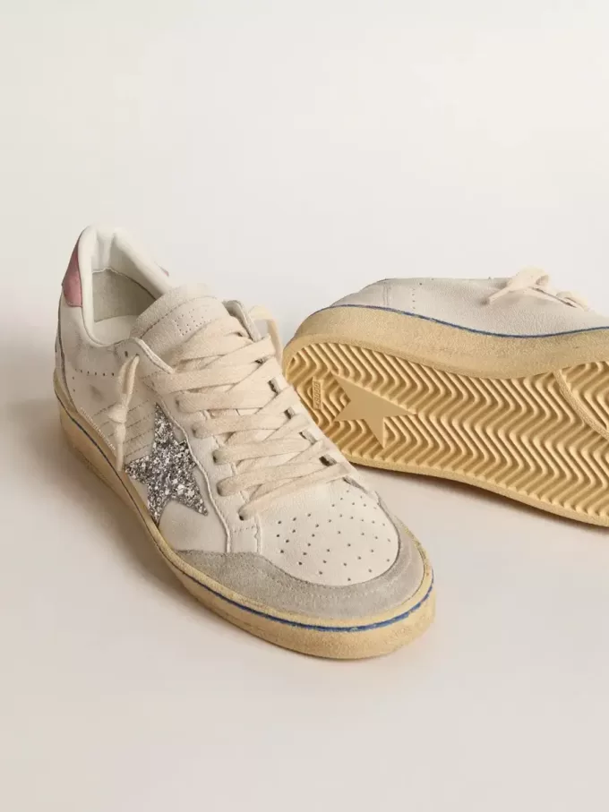 Ball Star LTD cu stea strălucitoare și călcâi din piele de căprioară roz Ball Star LTD cu stea strălucitoare și călcâi din piele de căprioară roz