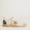 Ball Star LTD din piele albă craquelée și plasă cu stea din piele de căprioară Ball Star LTD din piele albă craquelée și plasă cu stea din piele de căprioară