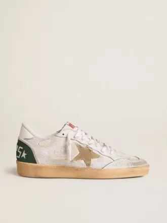 Ball Star LTD din piele albă craquelée și plasă cu stea din piele de căprioară Ball Star LTD din piele albă craquelée și plasă cu stea din piele de căprioară