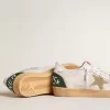 Ball Star LTD din piele albă craquelée și plasă cu stea din piele de căprioară Ball Star LTD din piele albă craquelée și plasă cu stea din piele de căprioară