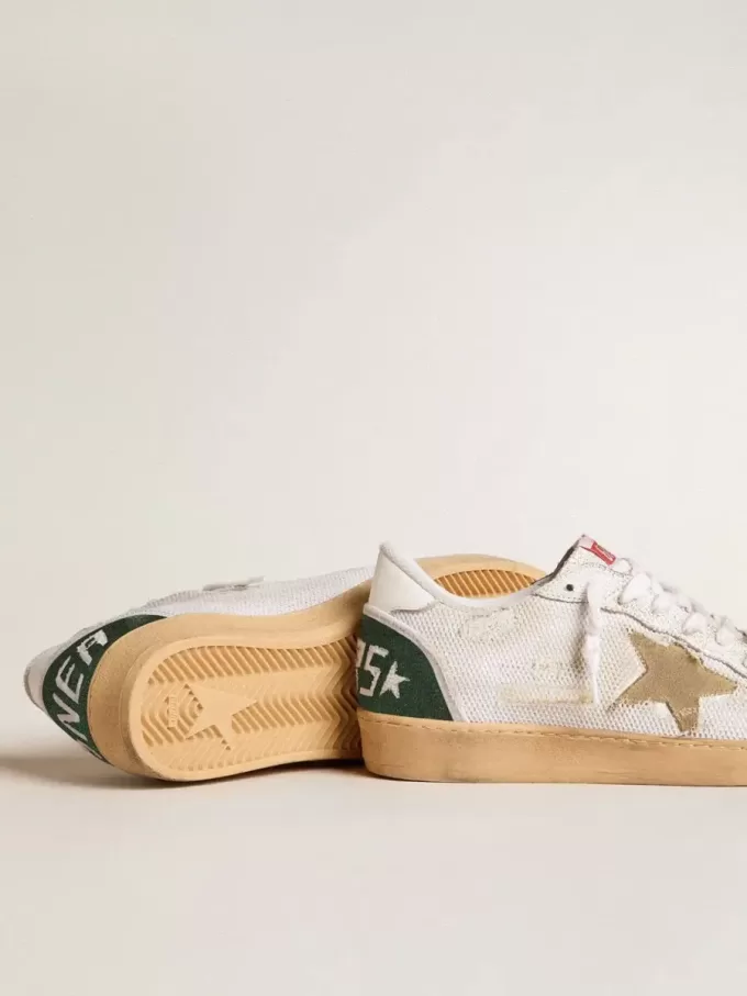 Ball Star LTD din piele albă craquelée și plasă cu stea din piele de căprioară Ball Star LTD din piele albă craquelée și plasă cu stea din piele de căprioară