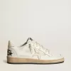 Ball Star LTD din piele nappa albă cu stea din piele nappa roz somon
