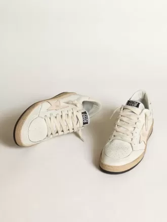 Ball Star LTD din piele nappa albă cu stea din piele nappa roz somon Ball Star LTD din piele nappa albă cu stea din piele nappa roz somon