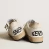 Ball Star LTD din piele nappa albă cu stea din piele nappa roz somon