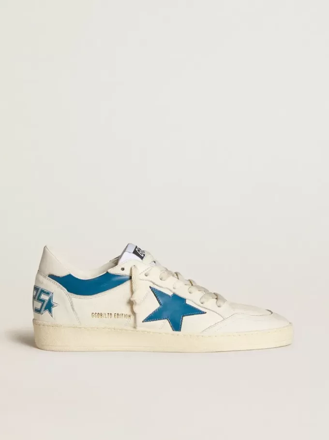 Ball Star LTD din piele nappa cu stea din piele turcoaz și călcâi alb Ball Star LTD din piele nappa cu stea din piele turcoaz și călcâi alb