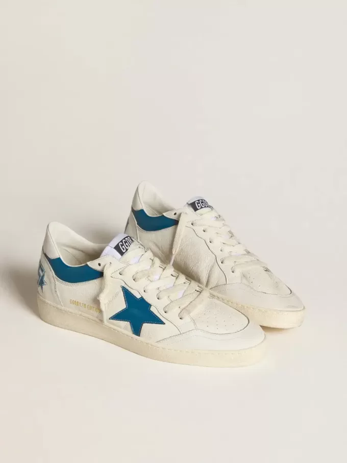 Ball Star LTD din piele nappa cu stea din piele turcoaz și călcâi alb Ball Star LTD din piele nappa cu stea din piele turcoaz și călcâi alb